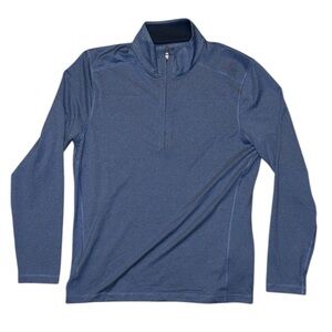 Brooks Brothers Heather Blue Performance Series Quarterzip